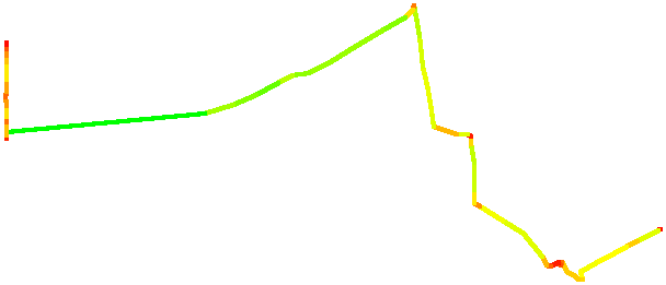 [raw bike route plot from 8/18/2001]